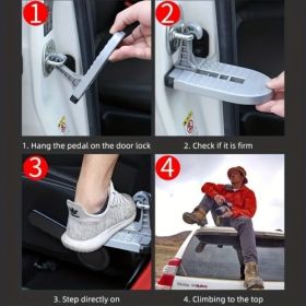 (FST-RV-68-1)New Foldable Car Roof Rack Step Car Door Step Multifunction Universal Latch Hook Foot Pedal Aluminium Alloy Safety RV/Car Accessorie