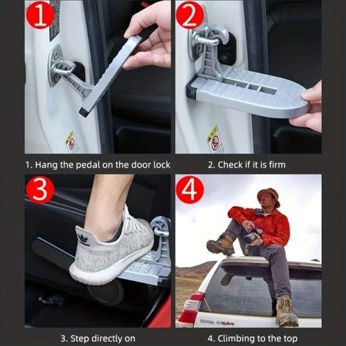 (FST-RV-68-1)New Foldable Car Roof Rack Step Car Door Step Multifunction Universal Latch Hook Foot Pedal Aluminium Alloy Safety RV/Car Accessorie (FST-RV-68-1)New Foldable Car Roof Rack Step Car Door Step Multifunction Universal Latch Hook Foot Pedal Aluminium Alloy Safety RV/Car Accessorie
