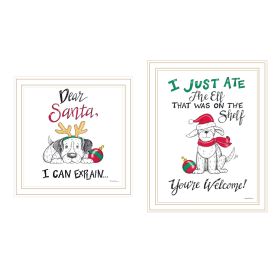Trendy Decor 4U 2- Piece Vignette Dear Santa, I Can Explain White Framed Wall Art for Living Room, Bedroom Wall Art Print for Home Decor by Deb S